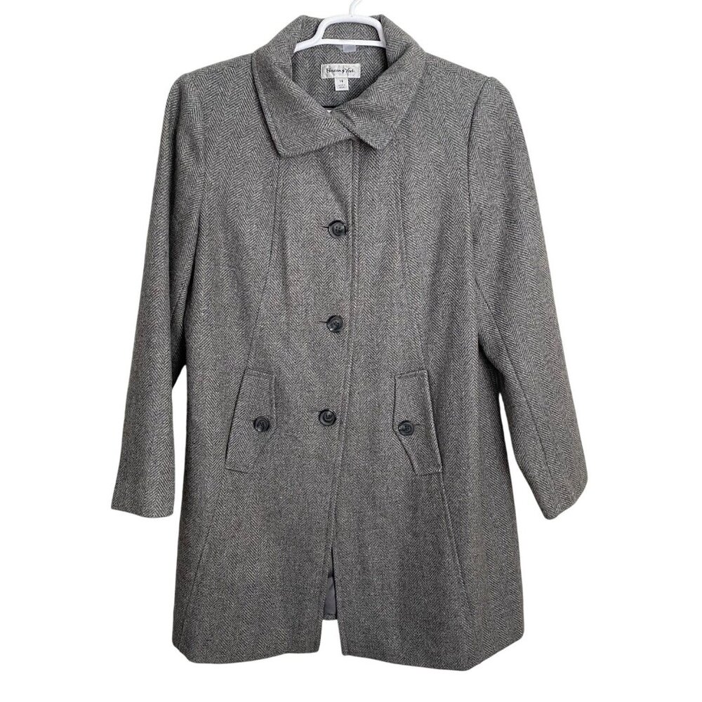 Preston and York size 14 Wool Blend Swing coat single breasted fully lined Gray